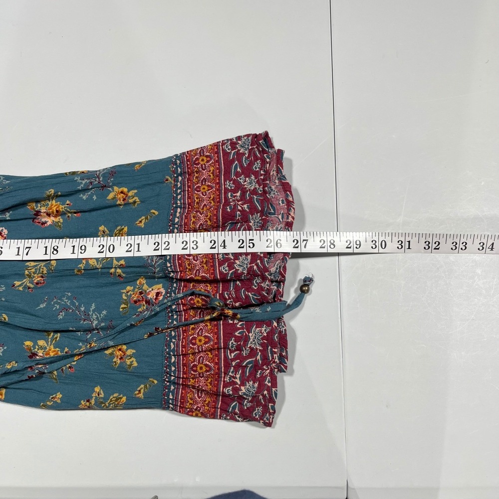 Angie Y2K Babydoll Boho Floral Bell Sleeve Peasant Top Womens Medium Festival - Picture 8 of 10